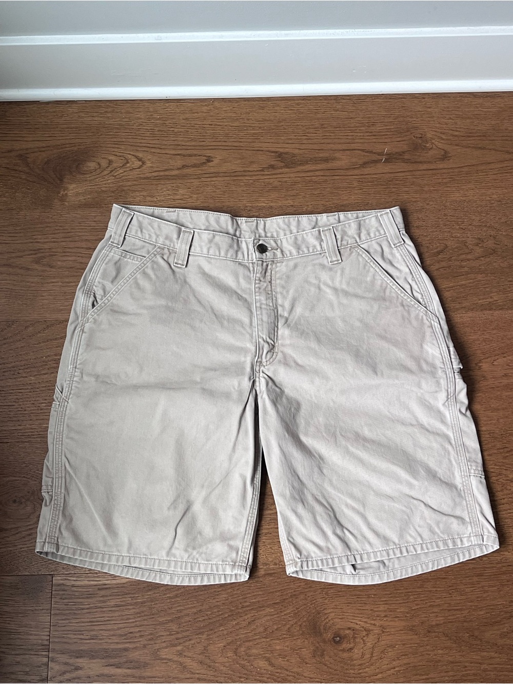 Carhartt Relaxed Fit Cotton Denim Shorts 10” Men's Size 38 Khaki Tan Pockets